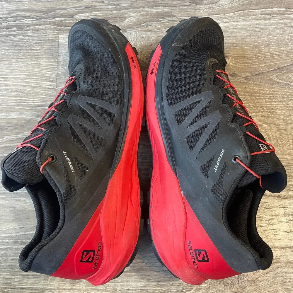 Salomon Sense Ride 4 Mens Trail Running Shoes Black Red 413781 Size 12